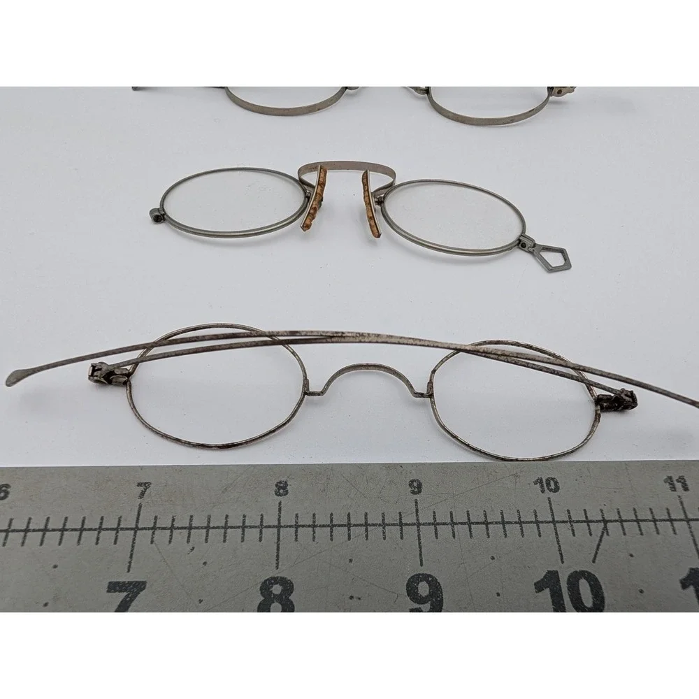 Vintage Metal Wire Rim Round Glasses Nose Rest‎ Bridge Lot of 3